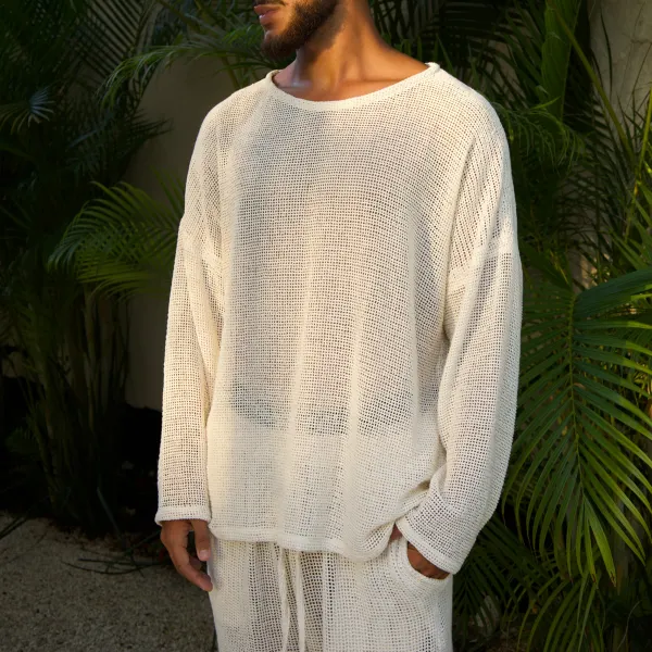 Men's Linen Tulum Long Sleeve T-Shirt - Dozenlive.com 