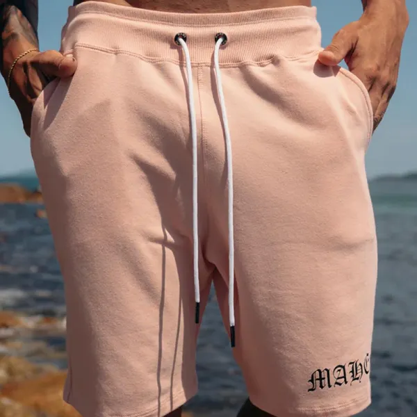 Letter Printed Loose Holiday Shorts - Ootdyouth.com 
