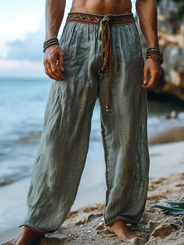 Retro Loose Breathable Men's Linen Casual Pants - Menwyx.com 