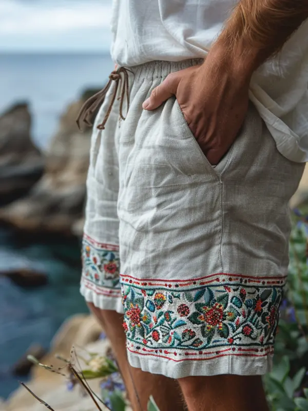 Vintage Washed Linen Shorts - Menwyx.com 