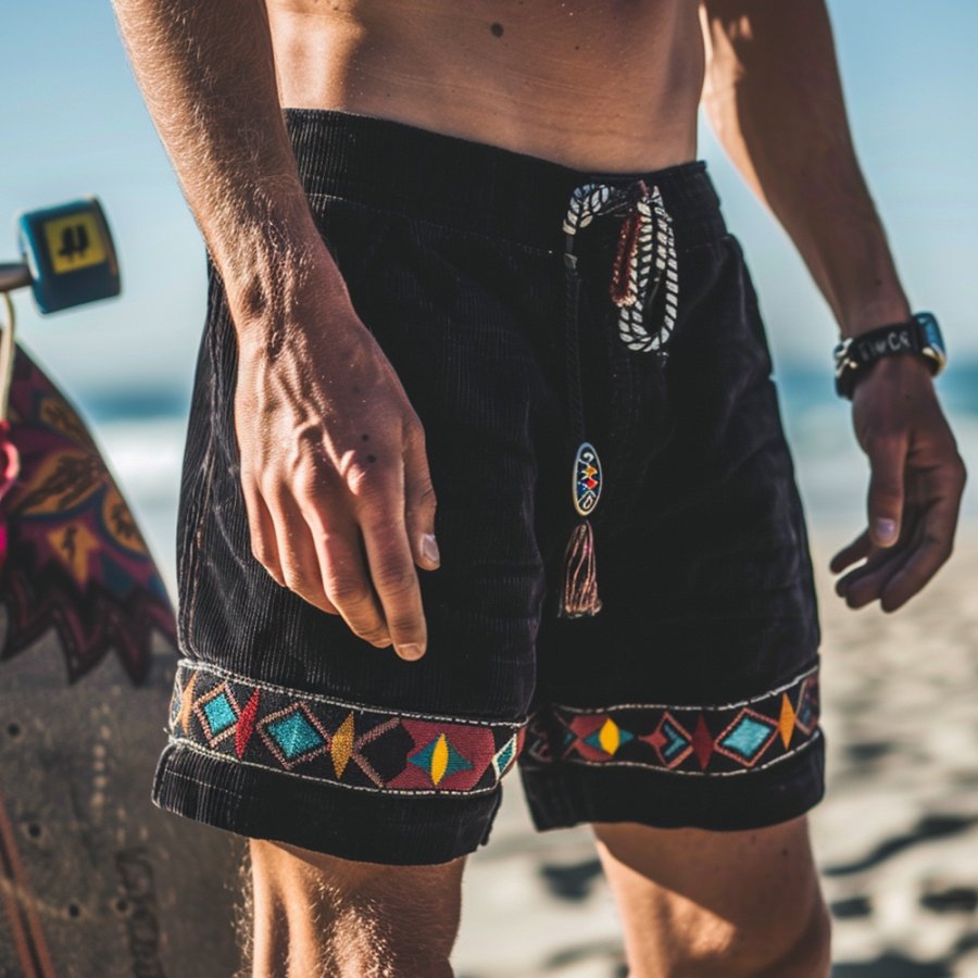 

Unisex Casual Ethnic Style Corduroy Shorts