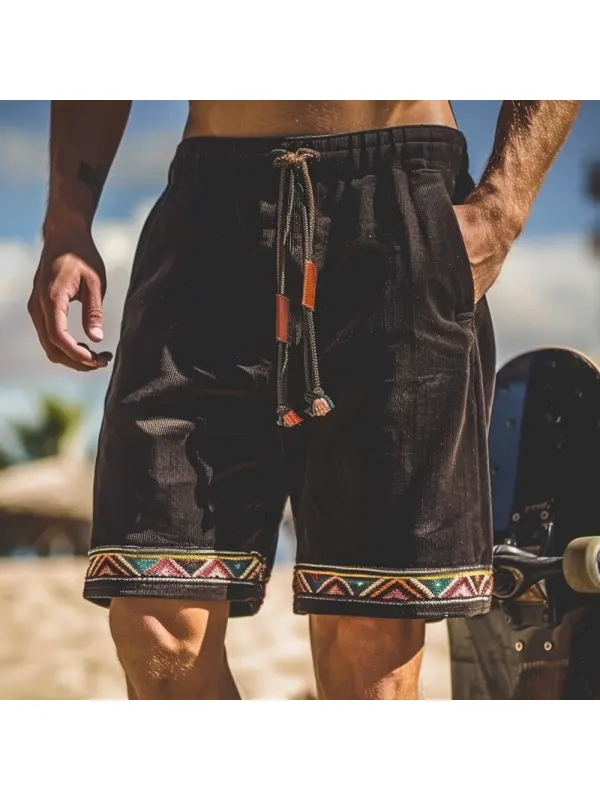 Unisex Casual Ethnic Style Corduroy Shorts - Anrider.com 