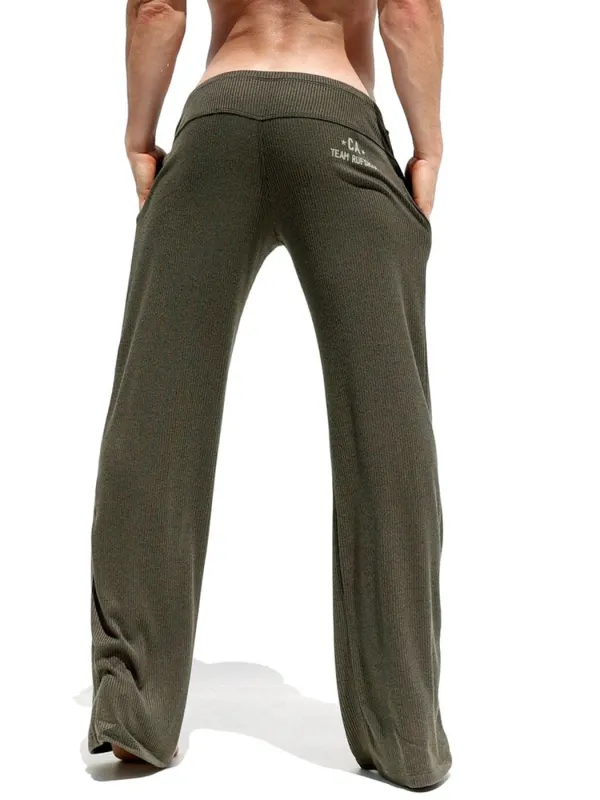 Men's Casual Stretch Rib Knit Flare Pants Casual Wear - Sunshinetip.com 