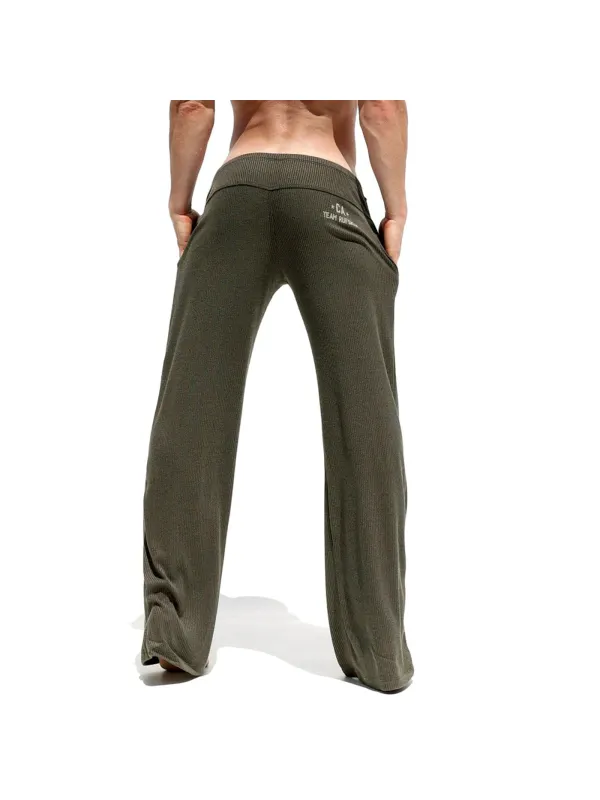 Men's Casual Stretch Rib Knit Flare Pants Casual Wear - Ootdmw.com 