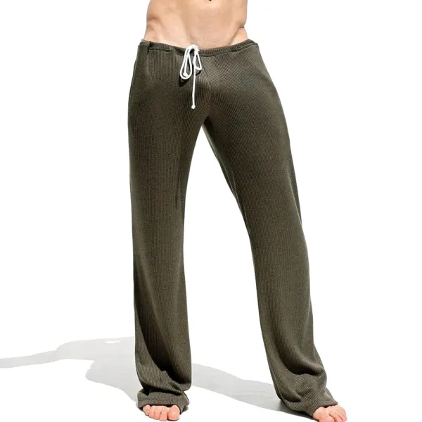 Men's Casual Stretch Rib Knit Flare Pants Casual Wear - Keymimi.com 
