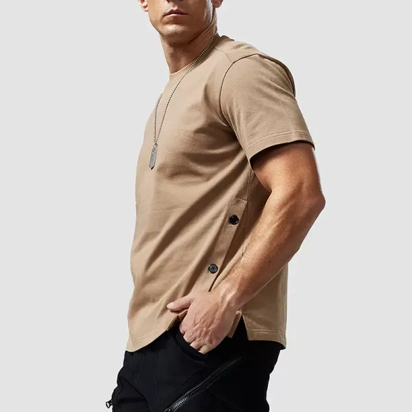 Men's Casual Buttoned Short Sleeve T-Shirt Men's Pure Cotton Loose Short Sleeve Top - Ootdyouth.com 