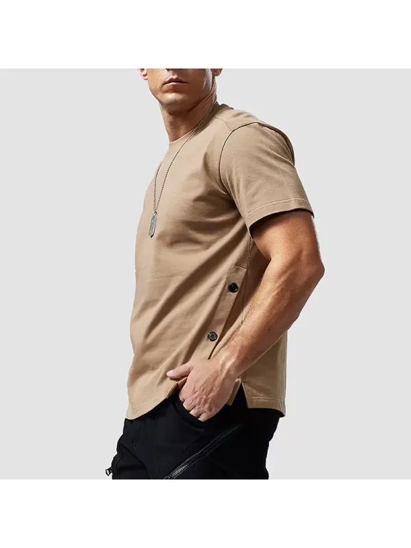 Men's Casual Buttoned Short Sleeve T-Shirt Men's Pure Cotton Loose Short Sleeve Top - Timetomy.com 