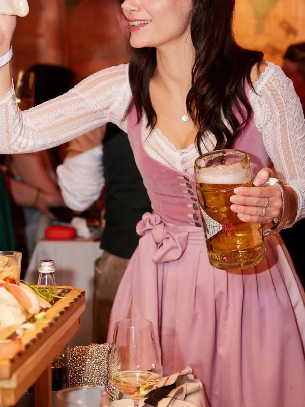 Oktoberfest Red Elegant Party Midi Skirt With Lace Buttons - Pragmaace.com 