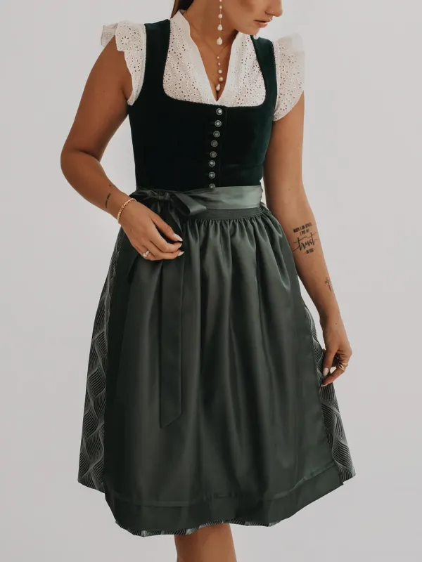 Oktoberfest Dark Green Velvet Dirndl - Menwyx.com 