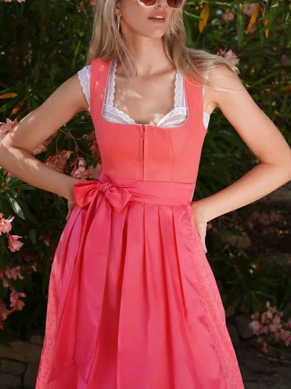 Oktoberfest Dirndl Elegant Bow Tie Midi Skirt - Pragmaace.com 