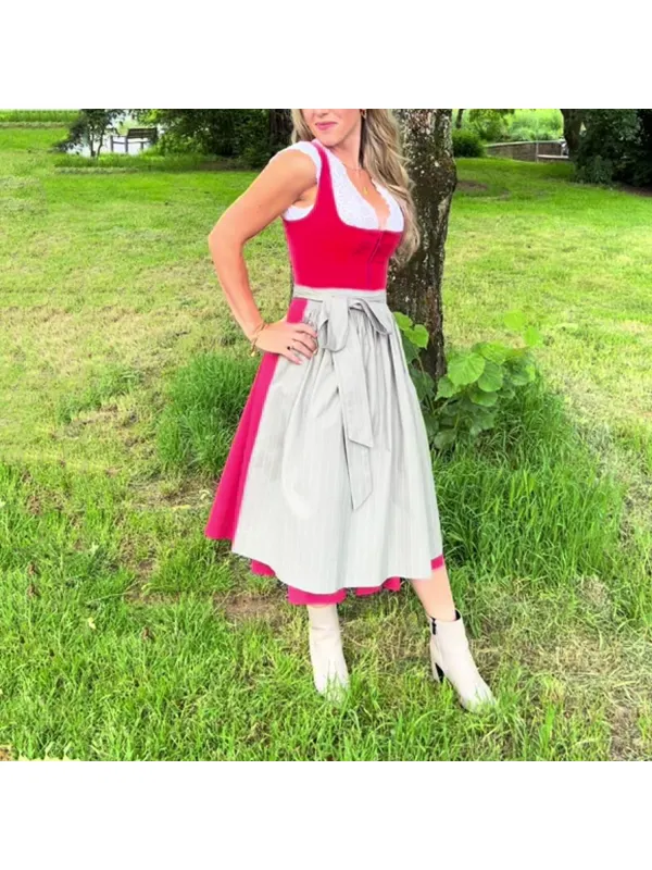 Women's Contrast Bow Tie Midi Skirt - Viewbena.com 