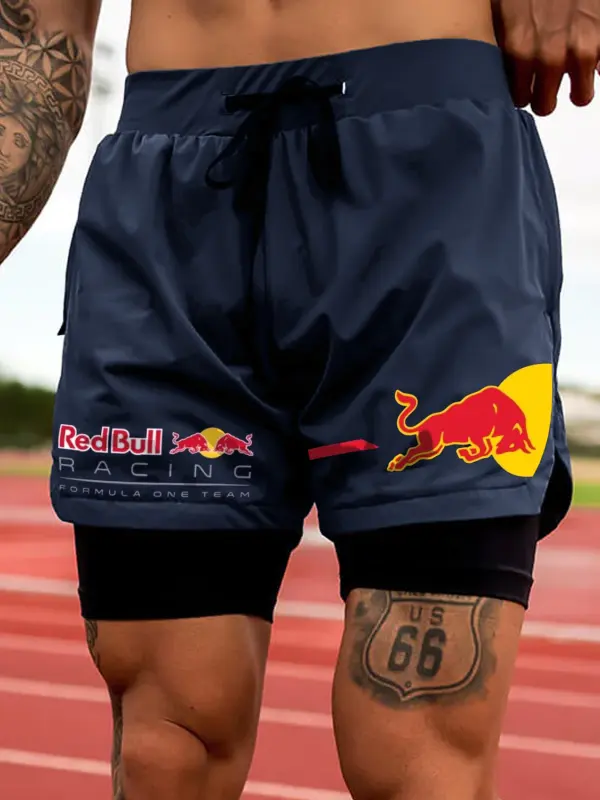Men's Red Bull Racing Double Blue Shorts - Simplyion.com 