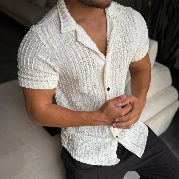 Men's Autumn Solid Textured Casual Shirts - Fineyoyo.com 