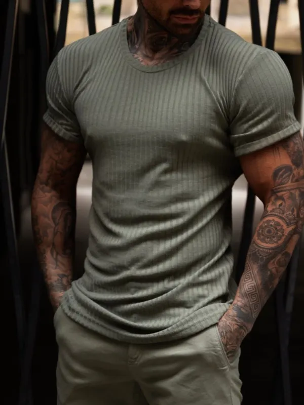 Men's Fall Fitness Knitted Stretch T-Shirt - Sunshinetip.com 