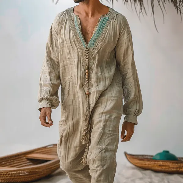 Men's Linen Ethnic Harem Jumpsuit - Yiyistories.com 