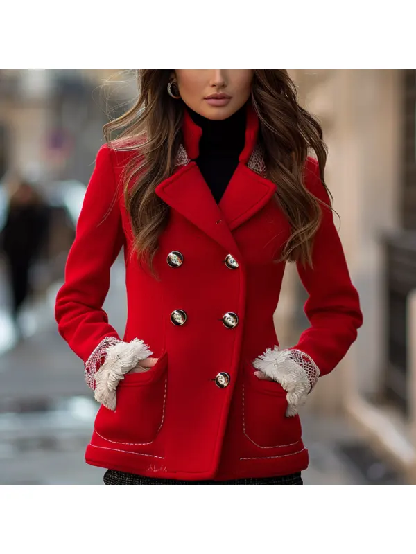 Fashionable And Elegant Women's Suit Jacket Casual Short Woolen Jacket - Ootdmw.com 