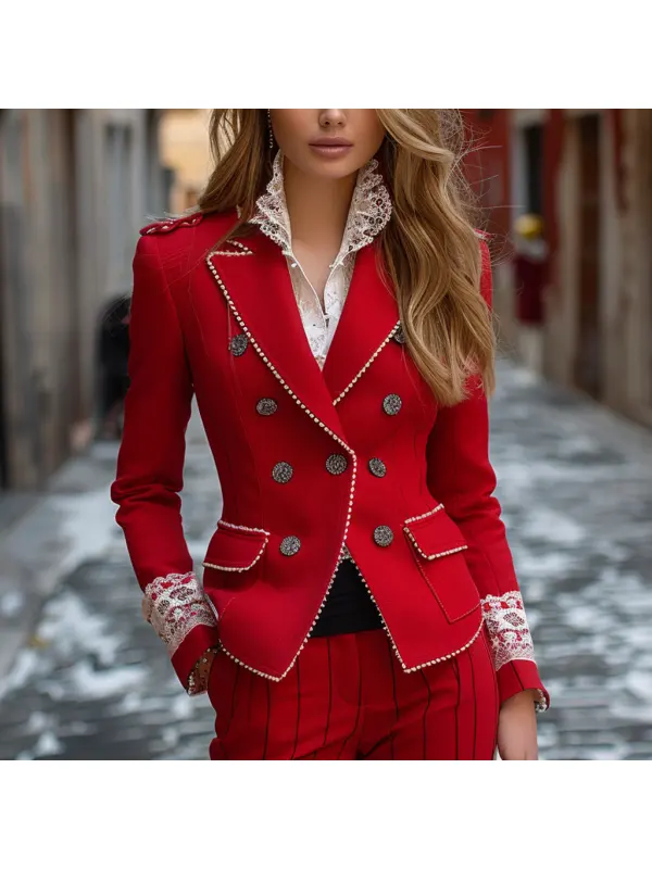 Fashionable And Elegant Women's Suit Jacket Casual Short Woolen Jacket - Anrider.com 