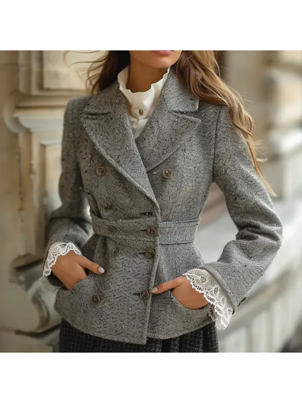 Fashionable And Elegant Women's Suit Jacket Casual Short Woolen Jacket - Ootdmw.com 