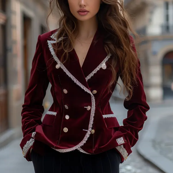 Fashionable And Elegant Women's Blazer Casual Short Velvet Jacket - Localziv.com 