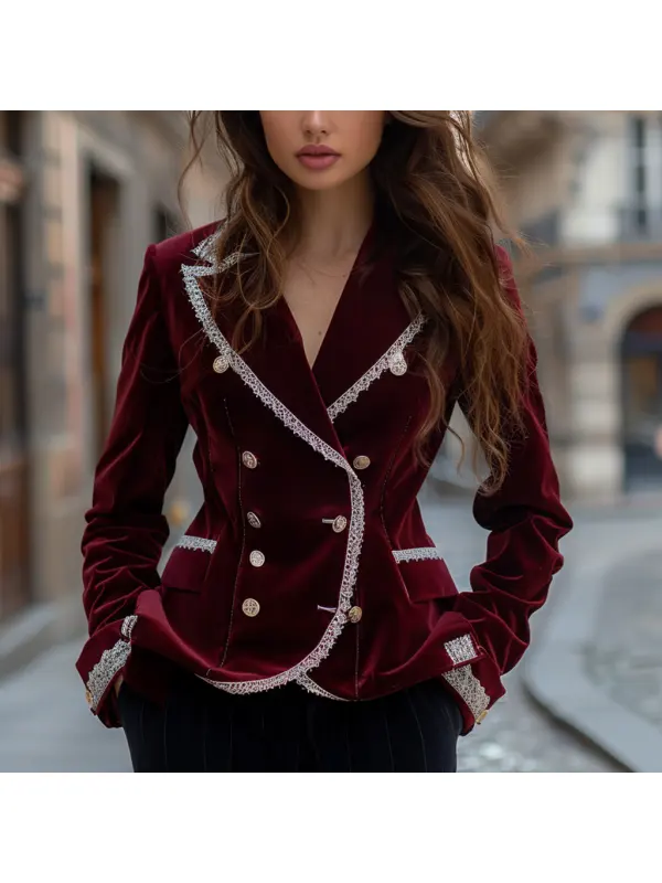 Fashionable And Elegant Women's Blazer Casual Short Velvet Jacket - Ootdmw.com 