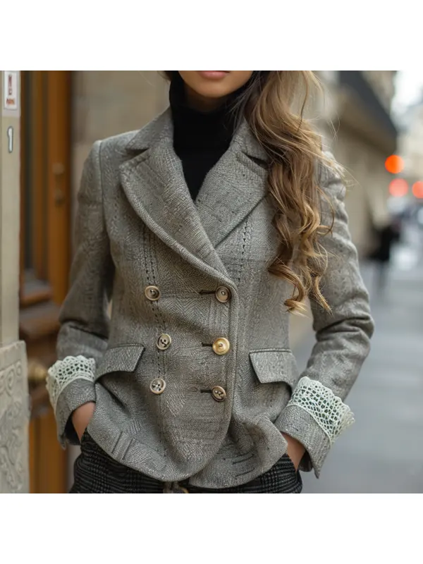 Fashionable And Elegant Women's Suit Jacket Casual Short Woolen Jacket - Anrider.com 