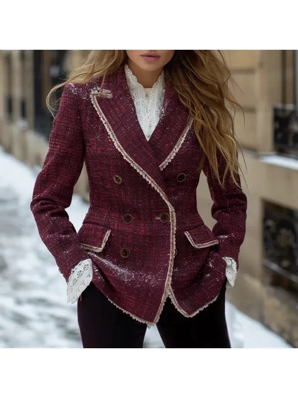 Fashionable And Elegant Women's Suit Jacket Casual Short Woolen Jacket - Ootdmw.com 