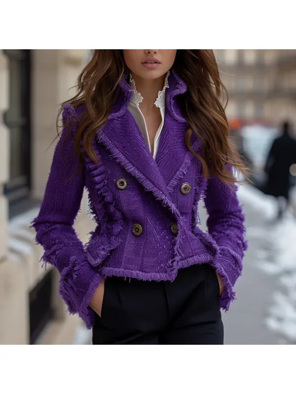 Fashionable And Elegant Women's Suit Jacket Casual Short Woolen Jacket - Anrider.com 