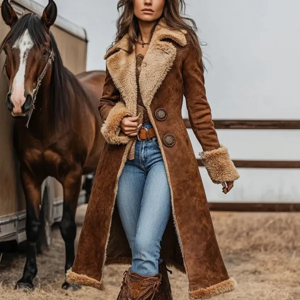 Denim Women's Western Retro Coat Plush Autumn And Winter Warm Coat - Wayrates.com 