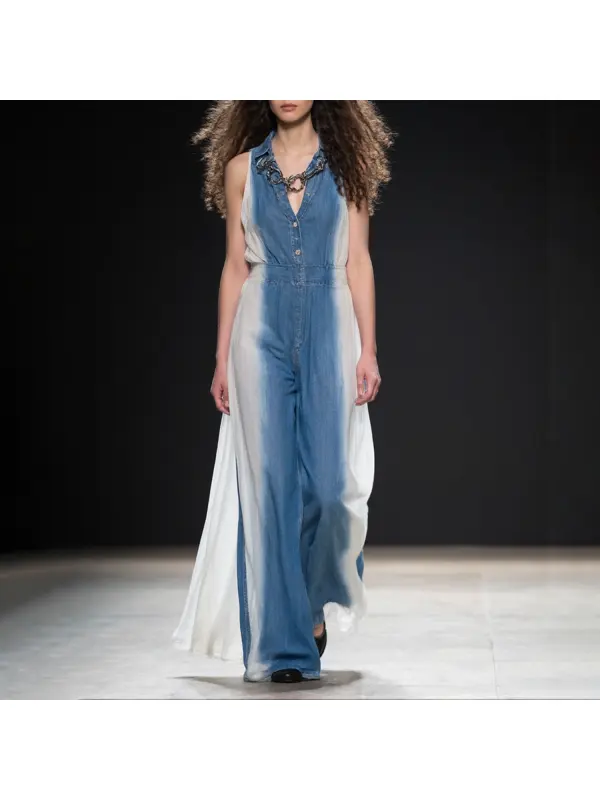 Fashion Ombre Sleeveless Jumpsuit - Cominbuy.com 