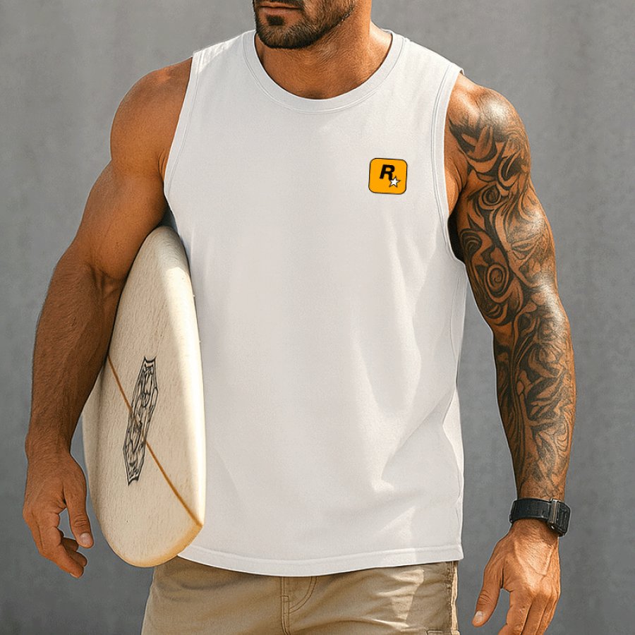 

Stylish Sleeveless Graphic Tee For Beach And Casual Wear