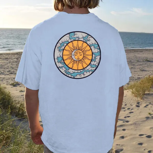 Men Fashion Abstract Hippie Sun Print T-shirt - Mobivivi.com 