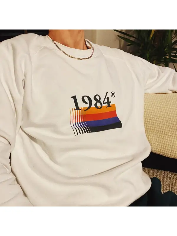 أزياء رجالية عتيقة 1984 شرائط طباعة سويت شيرت كاجوال بسيط للجنسين - Anrider.com 