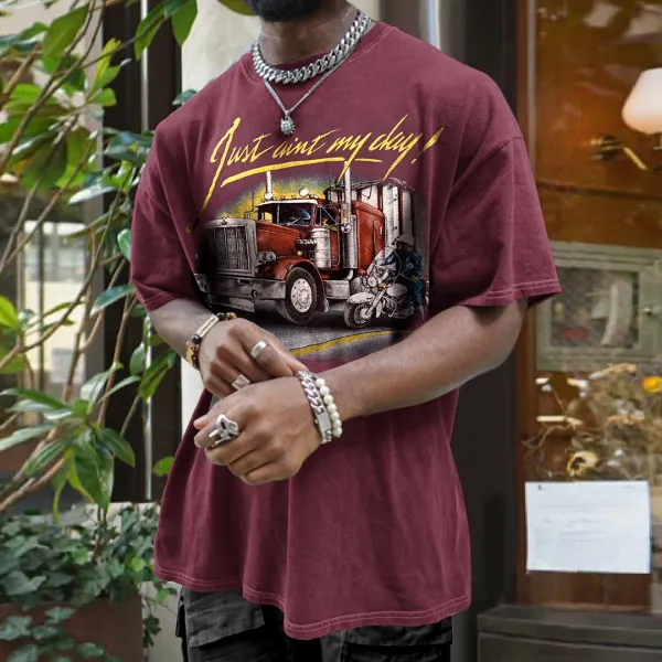 Übergroßes Retro-Herren-T-Shirt Mit Aufdruck - Faciway.com 