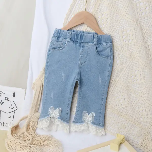 【18M-9Y】Girls Sweet Lace Top and Jeans (Top Bottom Sold Separately) - Popopiearab.com 
