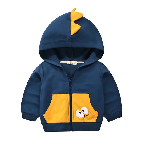 【18M-9Y】Boys Contrast Stitching Cartoon Print Hooded Jacket - Popopiearab.com 