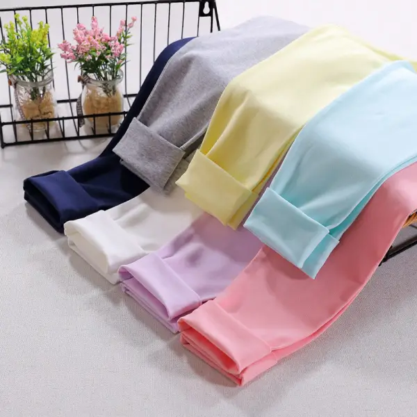 【3Y-13Y】Girls Solid Color Cotton Thin Stretch Leggings Only $6.99 - Popopieshop.com 