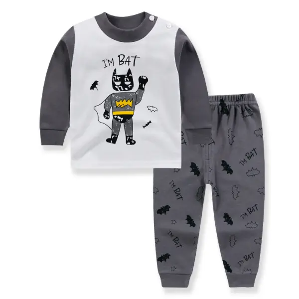 【6M-9Y】Kids Cotton Long-sleeved Pullover Trousers Home Suit - Popopieshop.com 