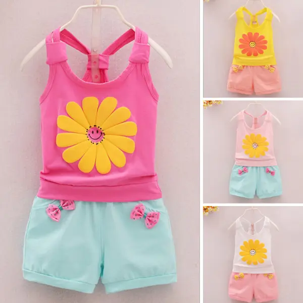 【12M-4Y】Cute Floral Print Top and Bow Shorts Set Only $7.99 - Popopiestyle.com 