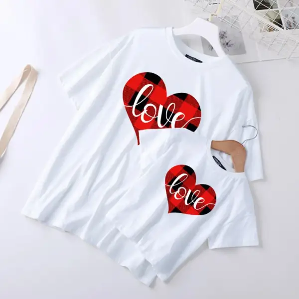 Round Neck Short Sleeve Casual Letter Printed Mom Girl Matching T-shirt - Popopiestyle.com 