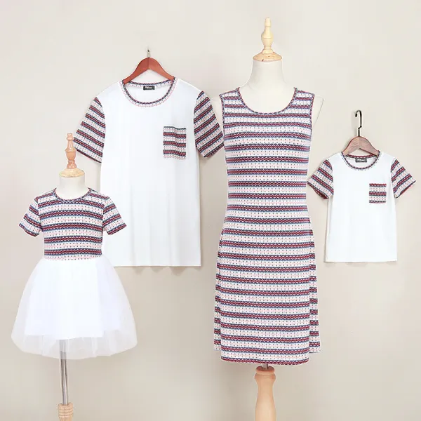 Geometric Pattern Round Neck Family Matching Outfits Only $13.99 - Popopiestyle.com 