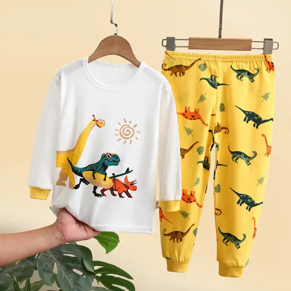 【12M-5Y】Cartoon Print Long Sleeve Two-piece Suit - Popopieshop.com 