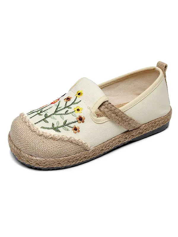 Women's Vintage Woven Embroidered Flats - Miabrave.com 