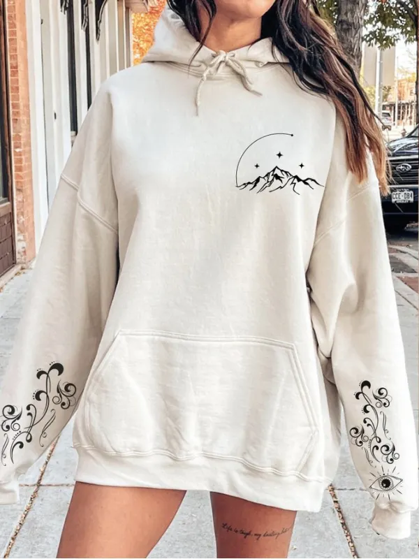 Trendy Print Oversized Hoodie - Miabrave.com 