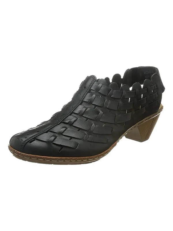Women's Vintage Cross Knit Low-heeled Casual Shoes - Miabrave.com 