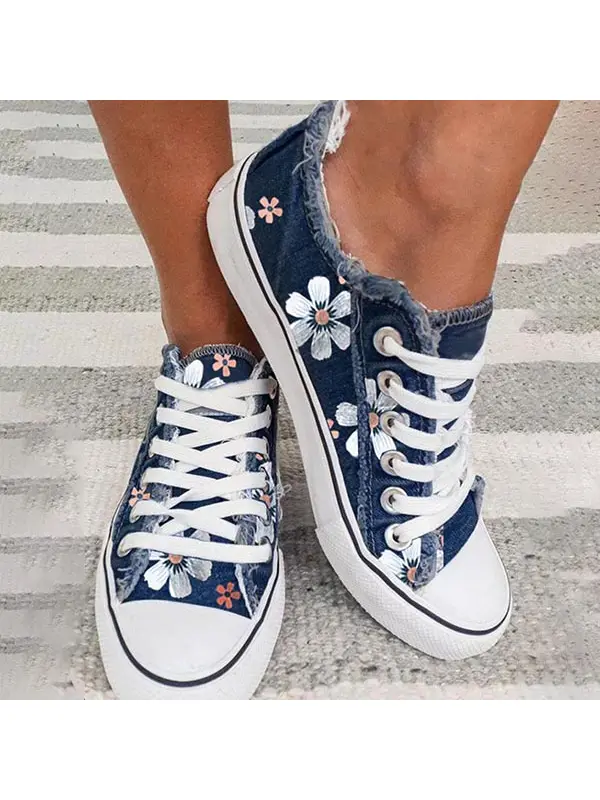 Womens Casual Fashion Floral Flat Shoes - Miabrave.com 