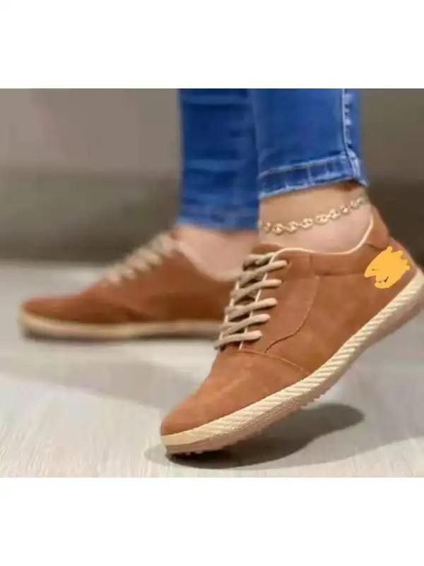 Casual Solid Color Lace-up Shoes - Miabrave.com 