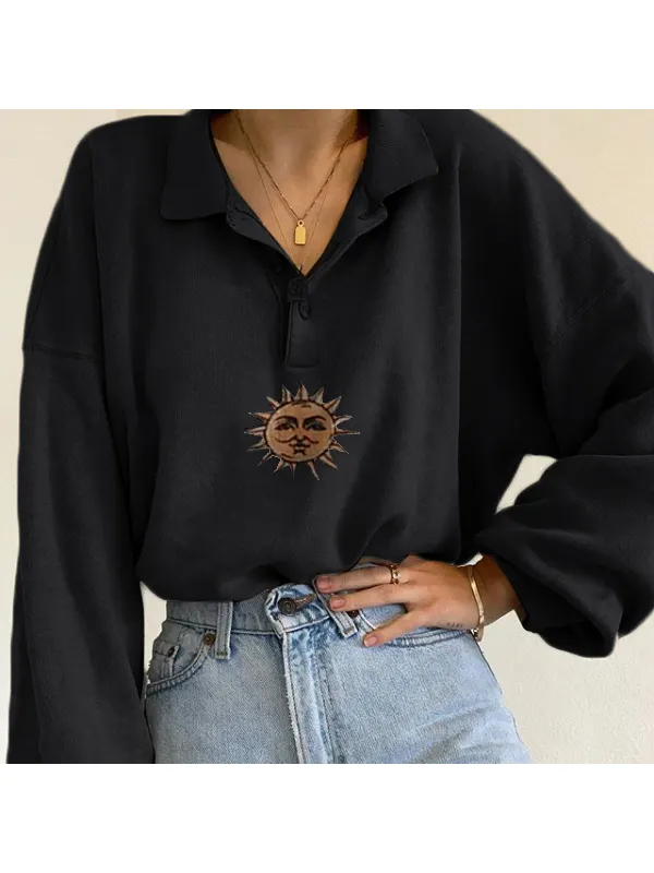 Sun Print Long Sleeve Sweatshirt - Miabrave.com 