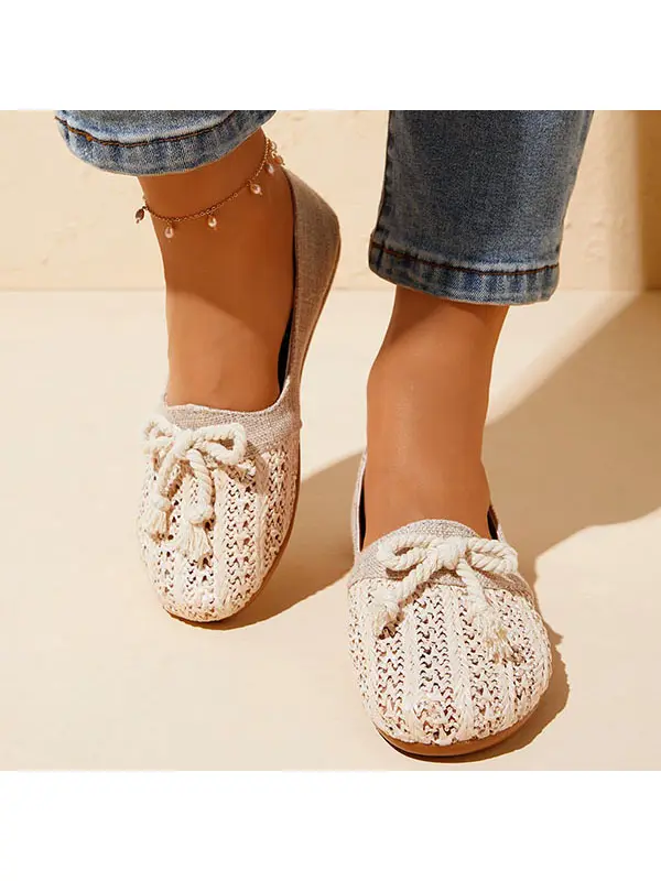 Women's Braided Slip-on Single Shoes - Miabrave.com 