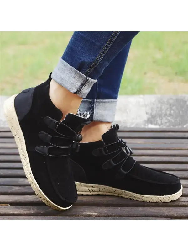 Women's Comfortable Round Toe Drawstring Shoes, Casual Warm Short Boots - Miabrave.com 
