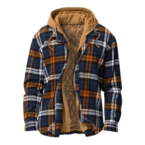 Men's Winter Thick Plaid Hooded Jacket - Wayrates.com 